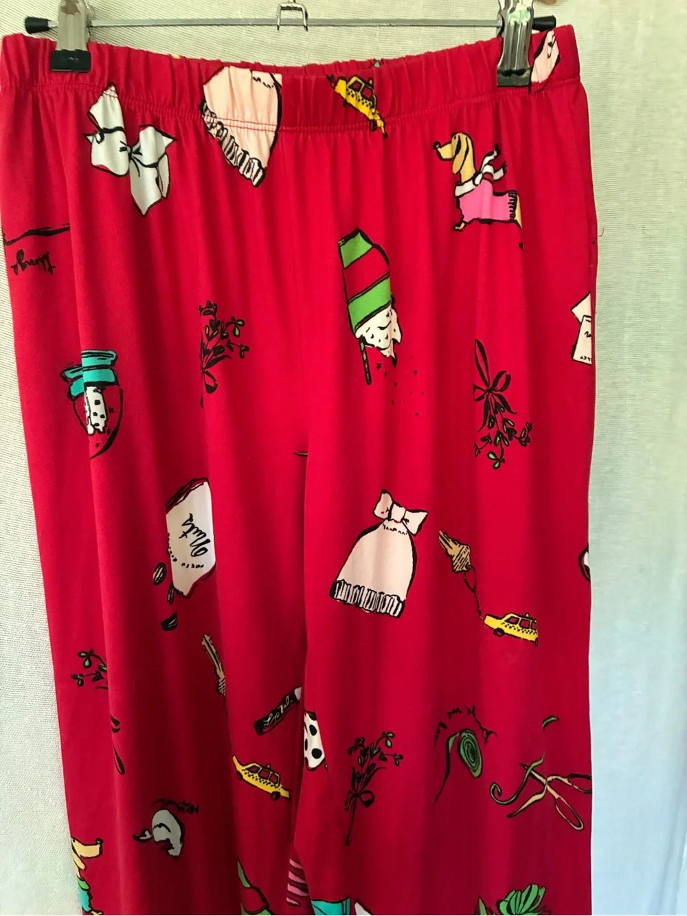 Kate Spade 2 Piece Pajama Set Small Elastic Waist Pants Button Down Christmas PJ